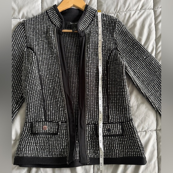 White House Black Market Textured Knit Open Front Jacket Black White Size S - Picture 13 of 16